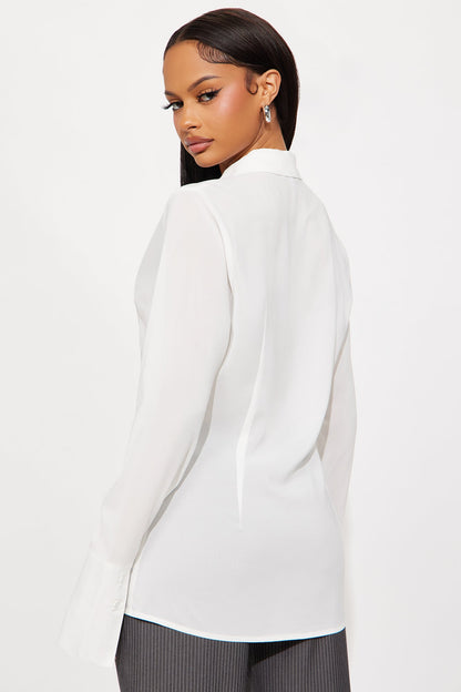 Out And About Chiffon Shirt - White