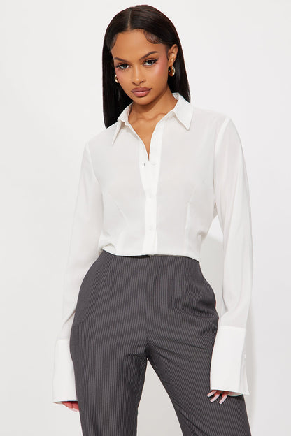 Out And About Chiffon Shirt - White