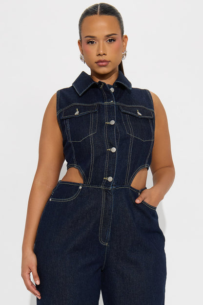 Baylin Denim Jumpsuit - Indigo