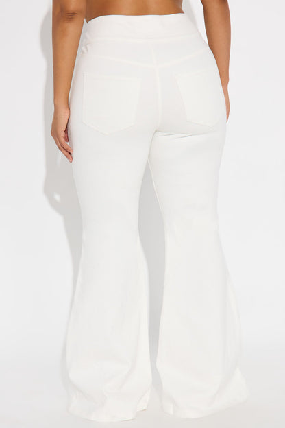 Peekaboo Cut Out Flare Jeans - White