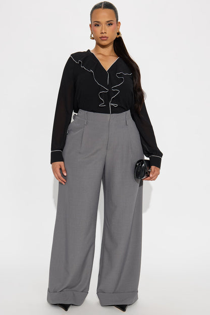 No Judgement Ruffle Chiffon Blouse - Black