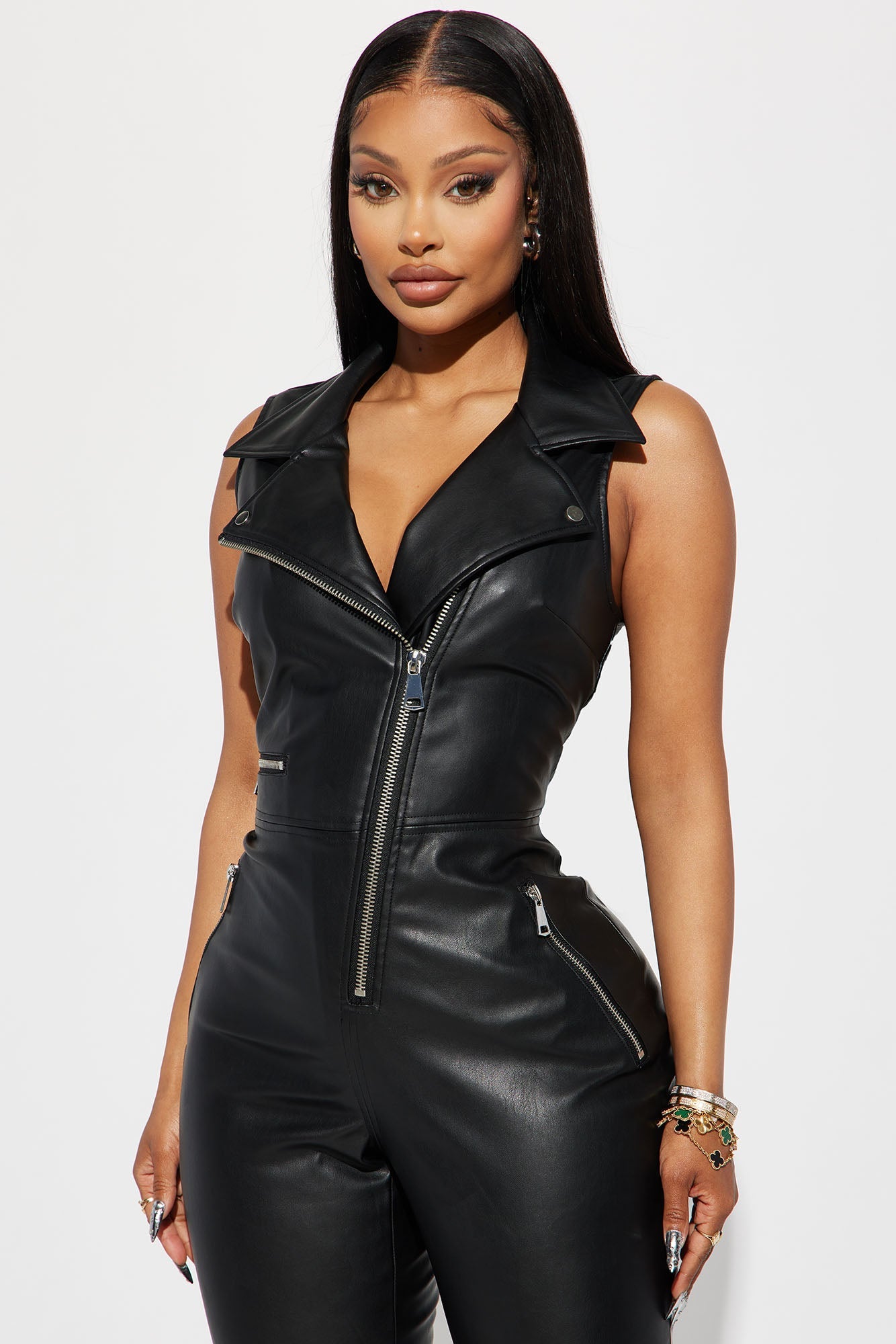 Ride Through PCH Faux Leather Jumpsuit - Black