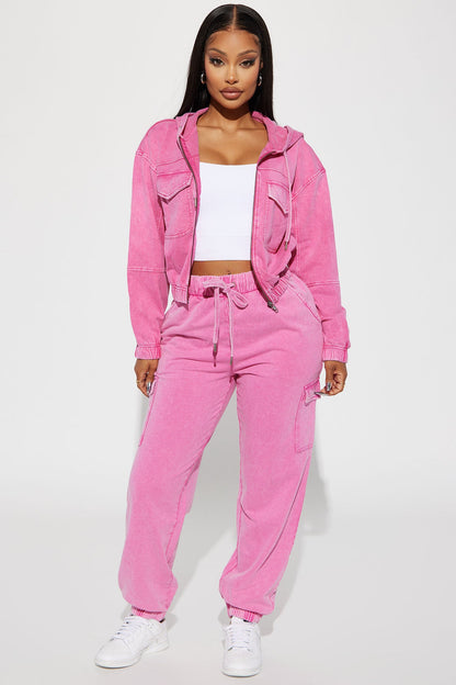 Fiona Fleece Lounge Jacket - Fuchsia