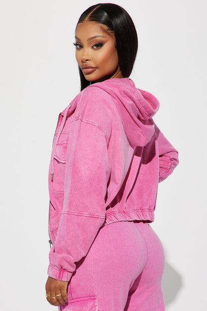 Fiona Fleece Lounge Jacket - Fuchsia