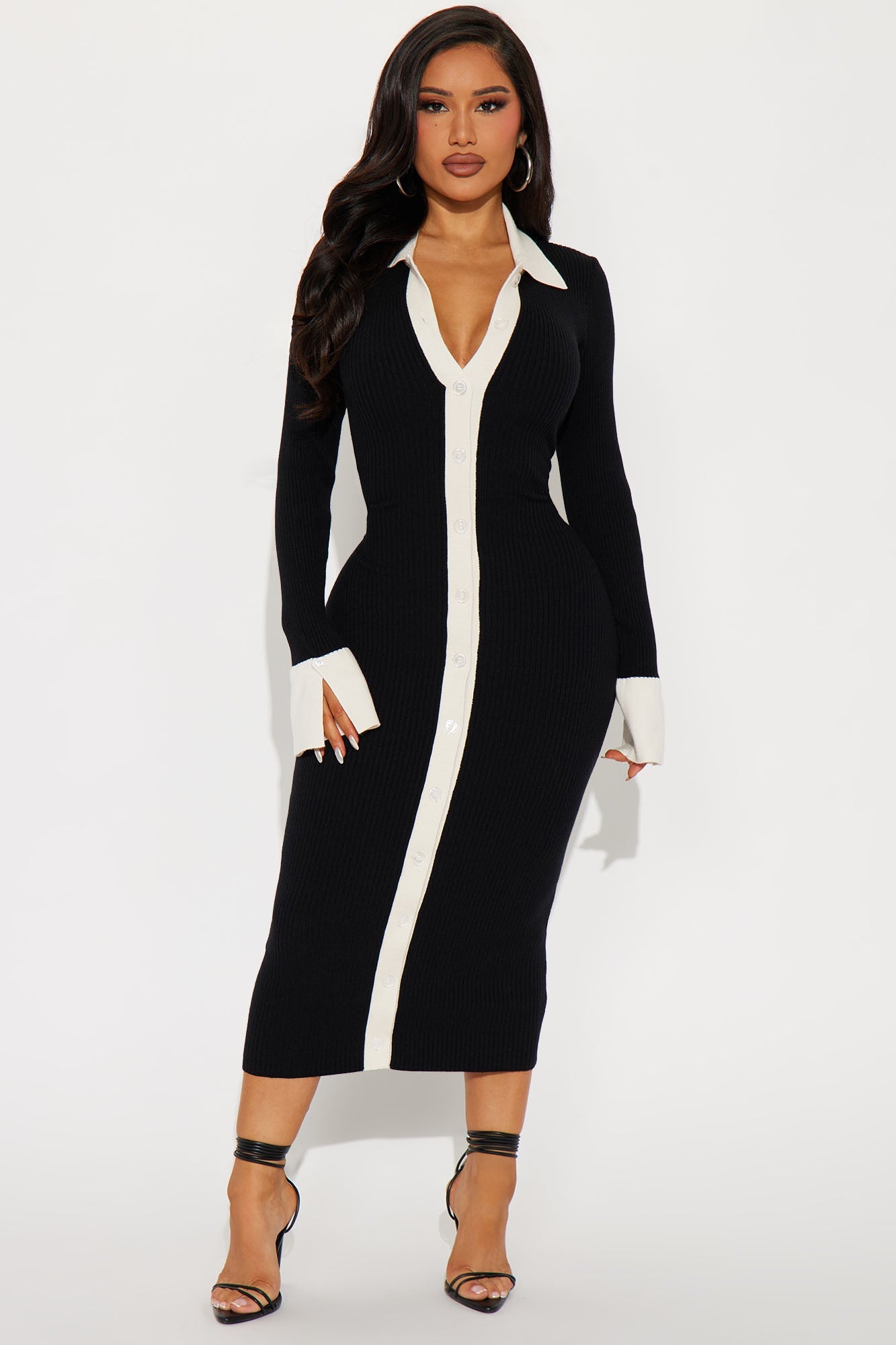 Ciao Bella Sweater Midi Dress - Black/combo