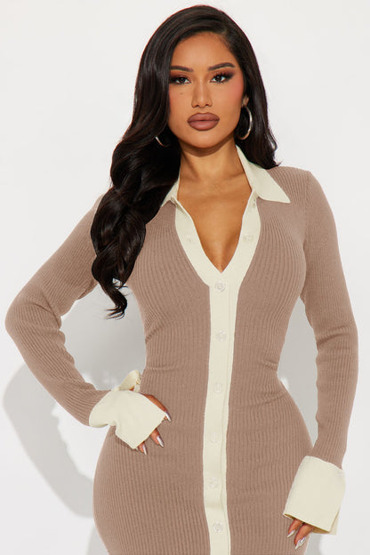 Ciao Bella Sweater Midi Dress - Mocha