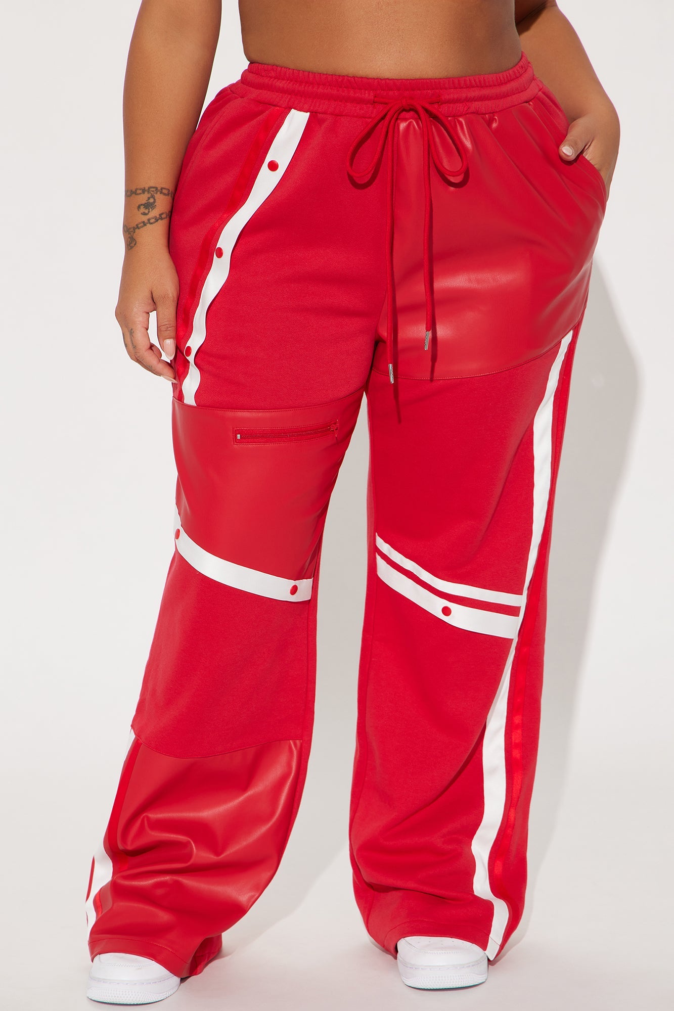 Private Landing Striped Track Pant - Red/White