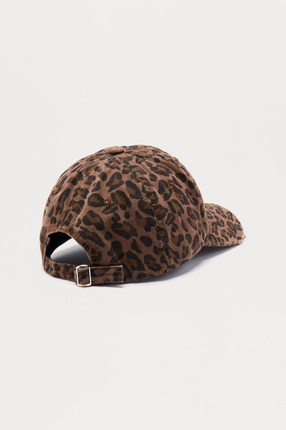 Distressed Leopard Baseball Hat - Brown/combo