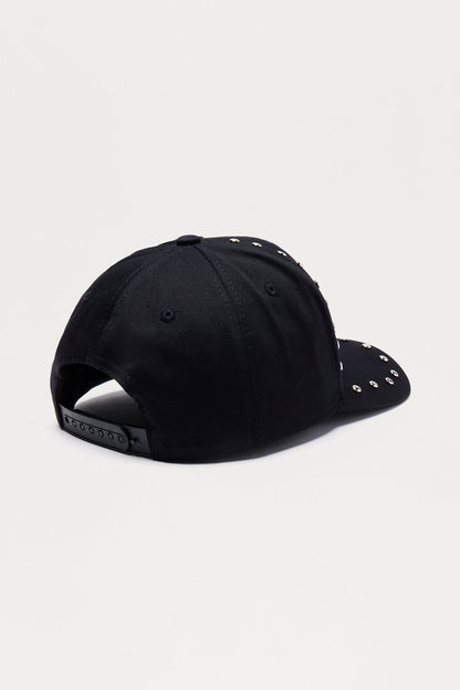 Sinner Studded Structured Snapback Hat - Black