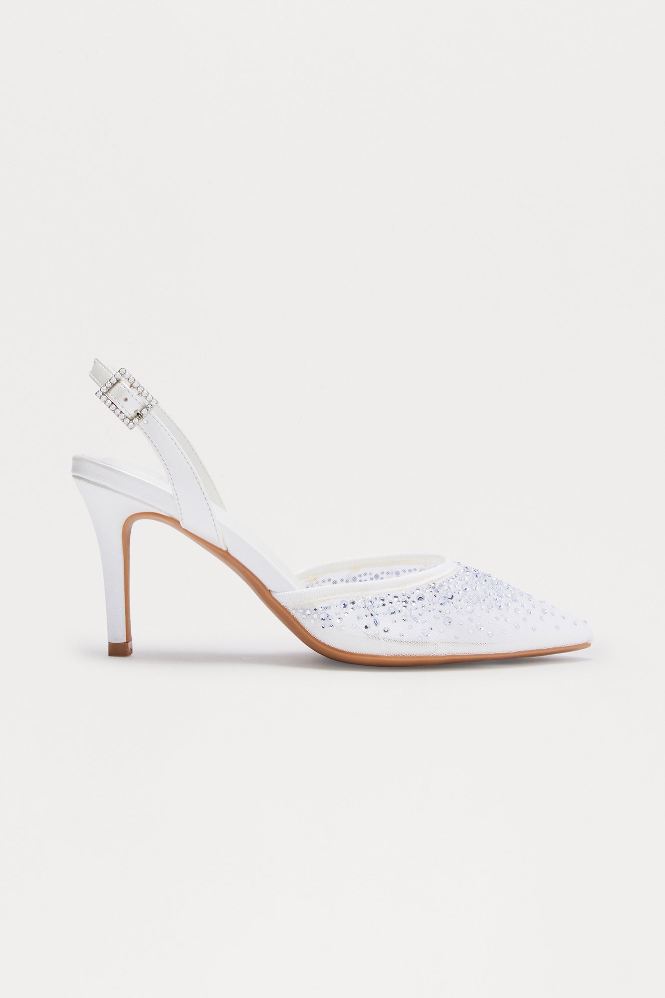 Moldova Rhinestone Slingback Pumps - Pearl
