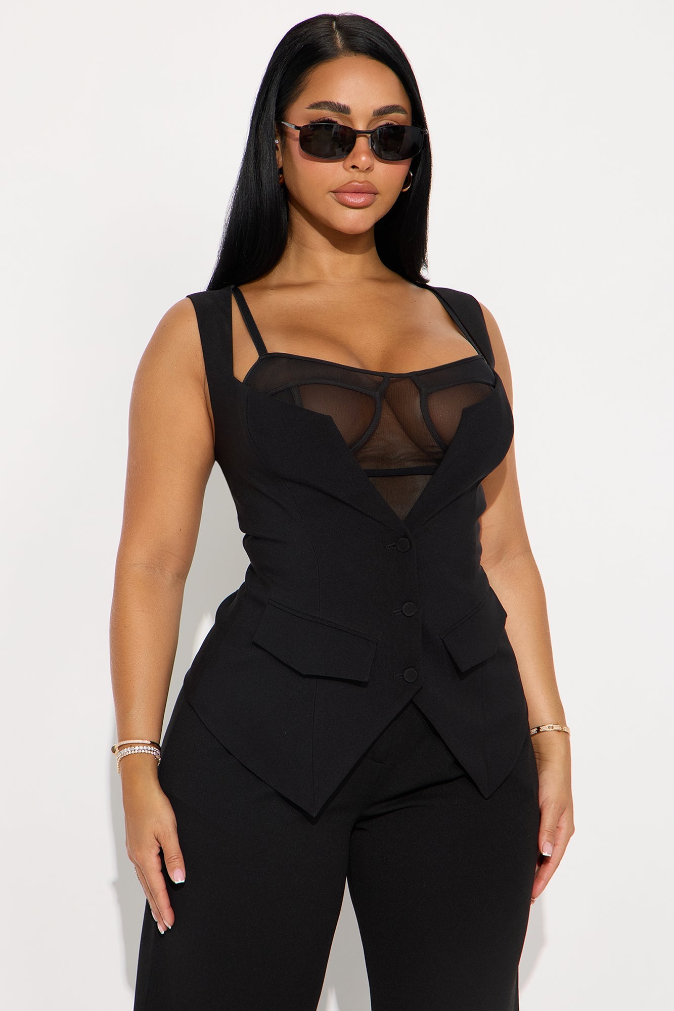 Bossed Up 2 Piece Vest Set - Black