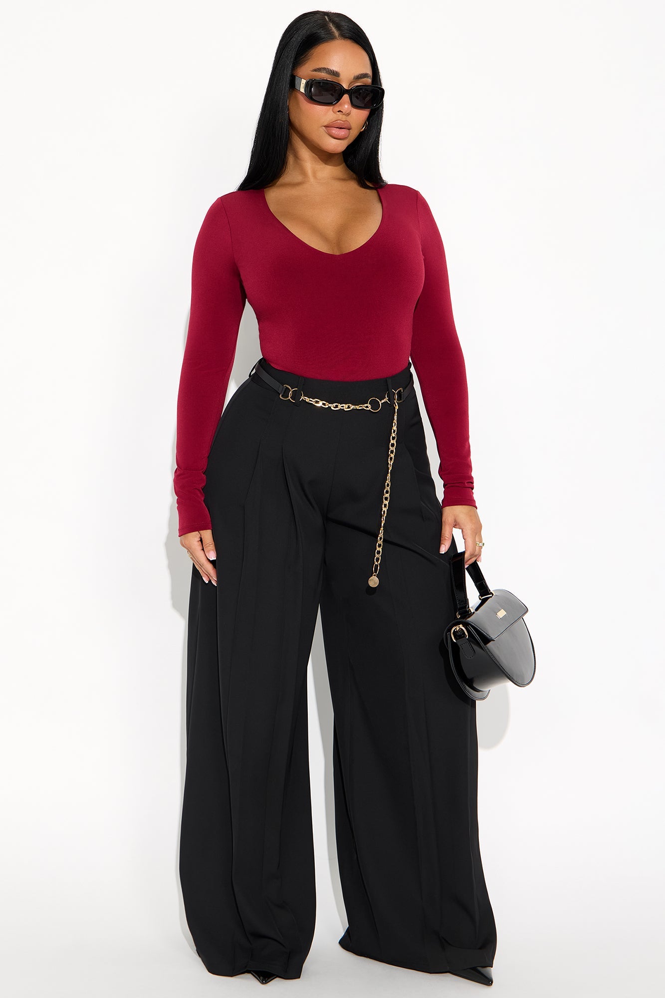 Kaline Belted Wide Leg Pant - Black