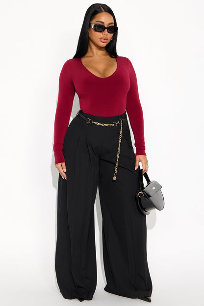 Kaline Belted Wide Leg Pant - Black