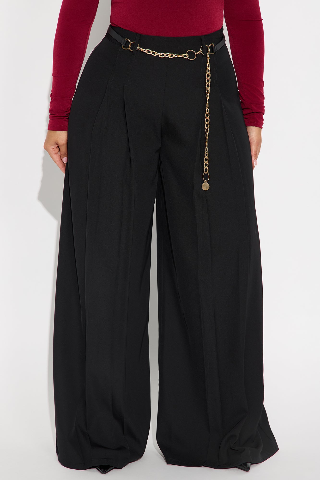 Kaline Belted Wide Leg Pant - Black