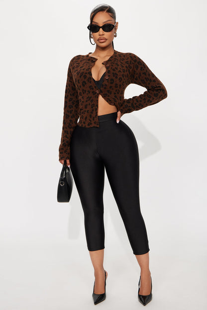 Nikole High Rise Tricot Capri Legging - Black
