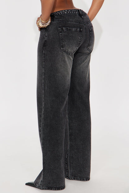Westside Low Rise Wide Leg Jean - Black Wash