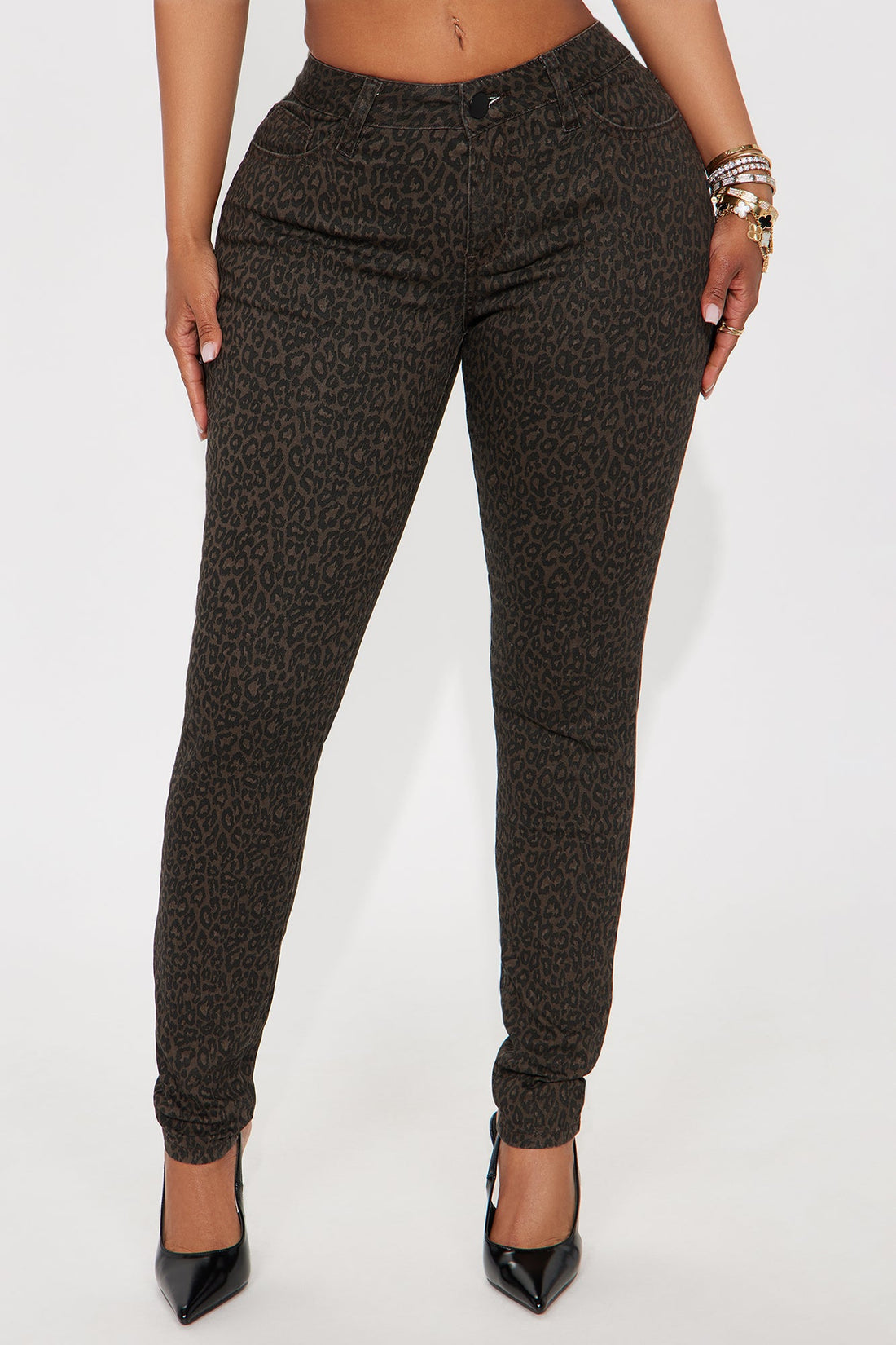 Skinny Uniform Leopard Pants - Chocolate/Combo