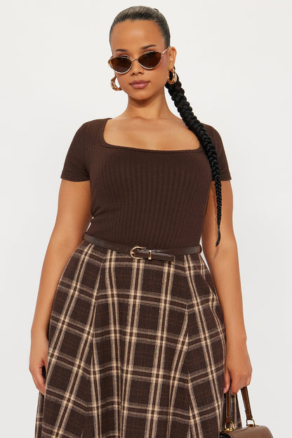 Daphne Plaid Belted Maxi Dress - Brown/combo