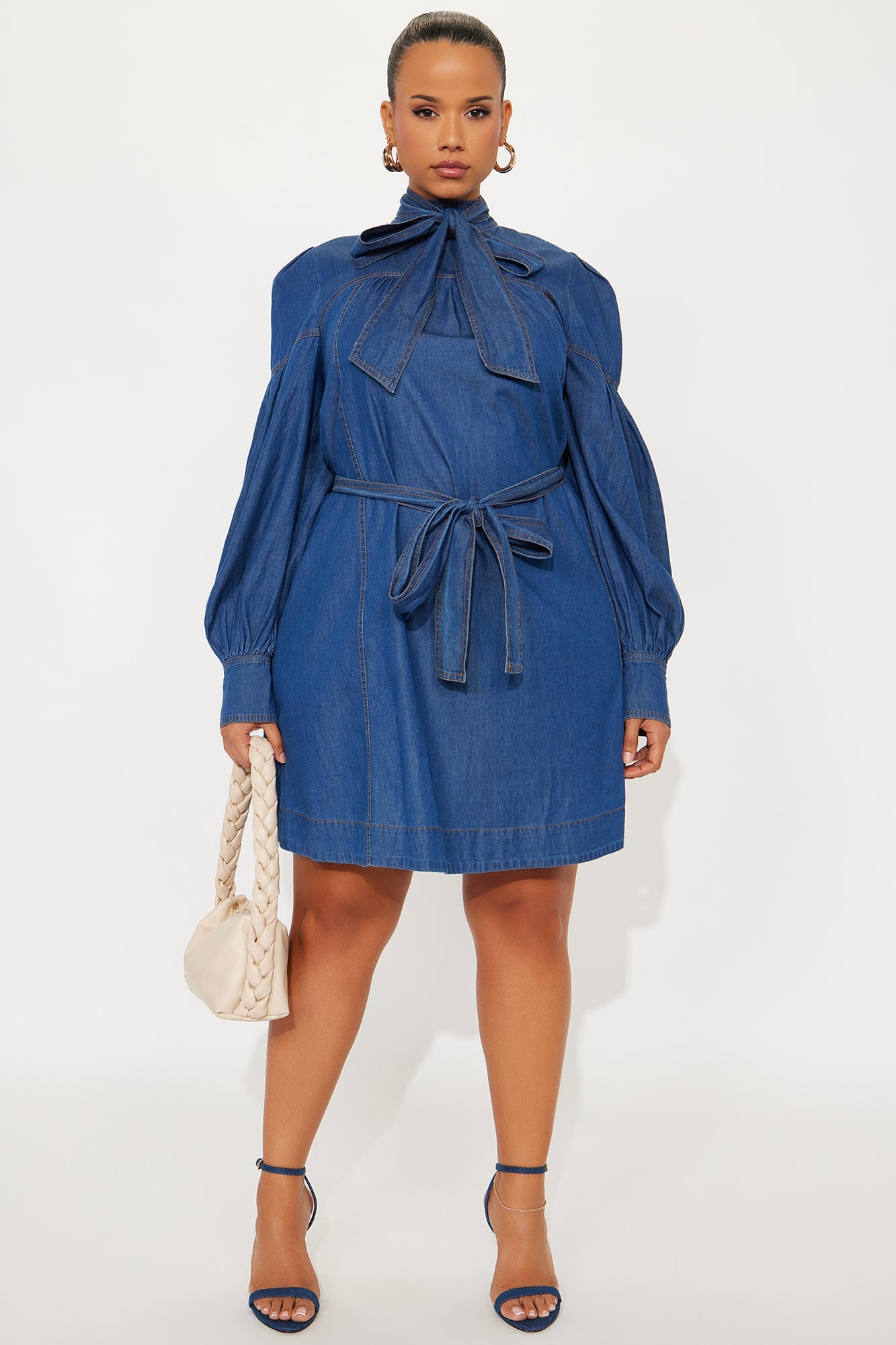 Bonnie Tie Denim Mini Dress - Denim