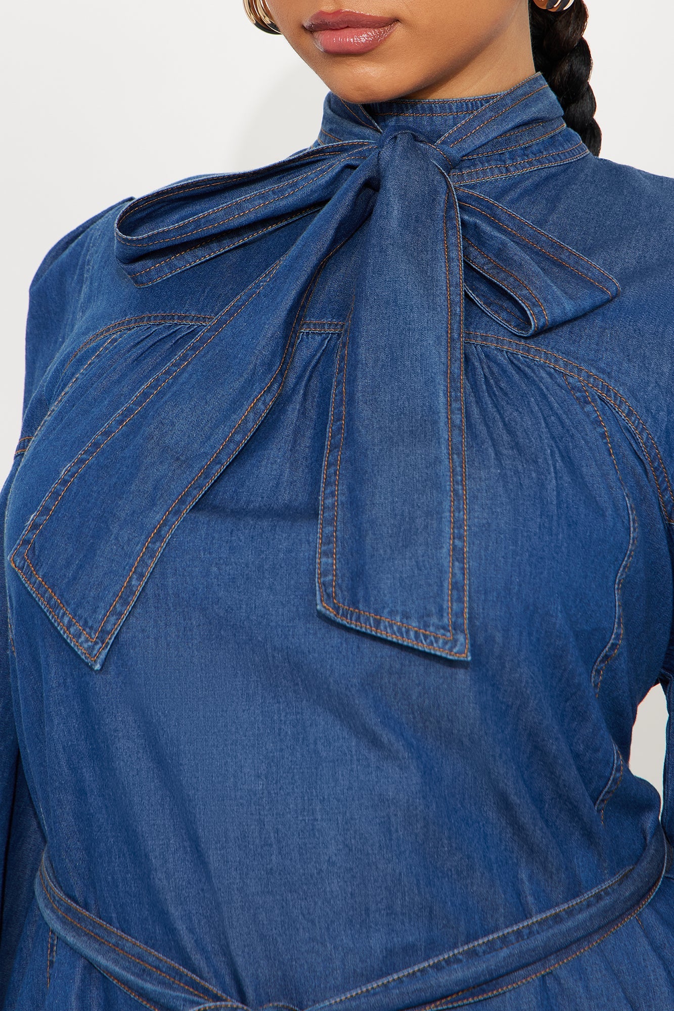 Bonnie Tie Denim Mini Dress - Denim