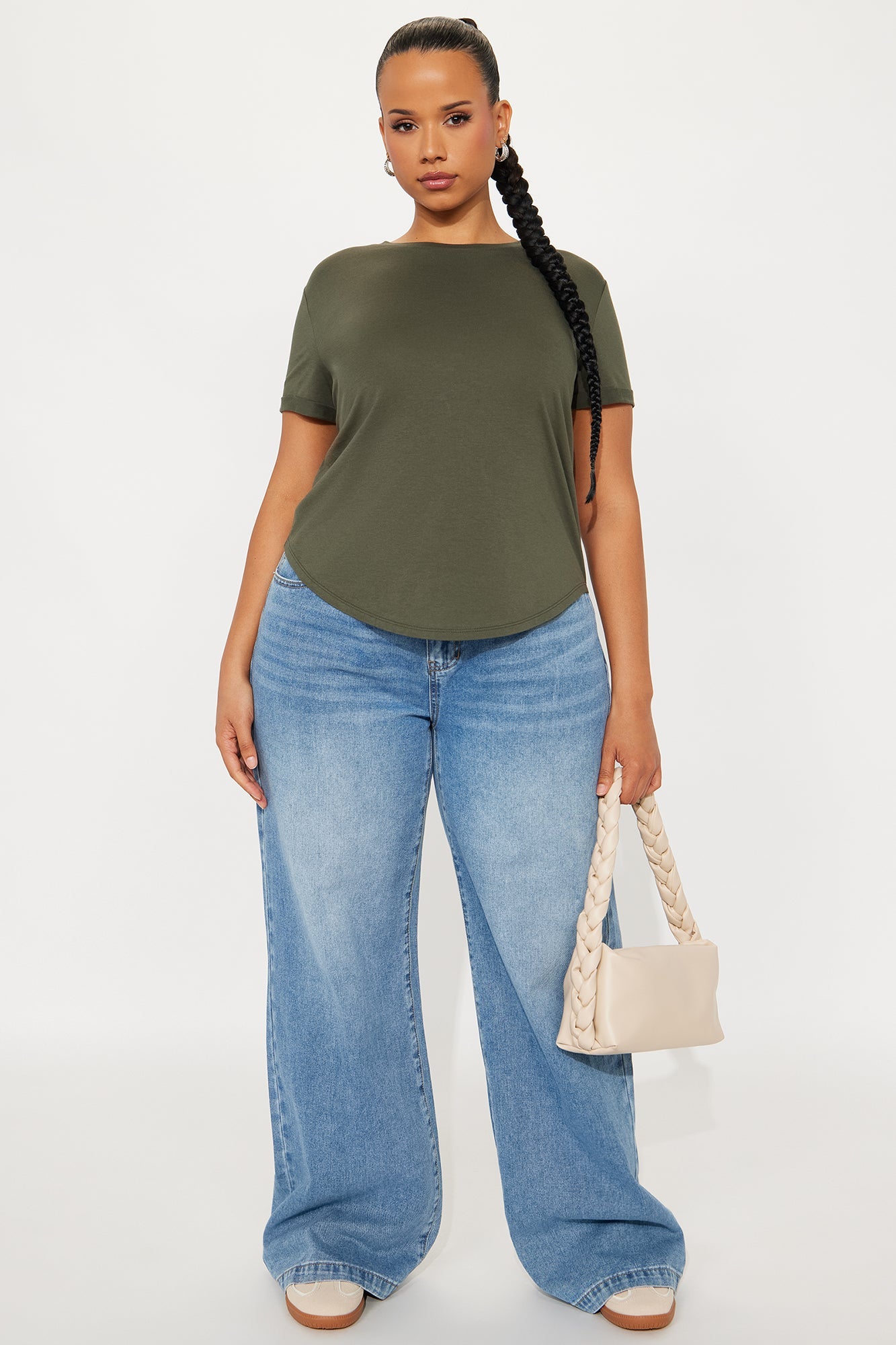 Annie Cuffed Short Sleeve Top - Olive
