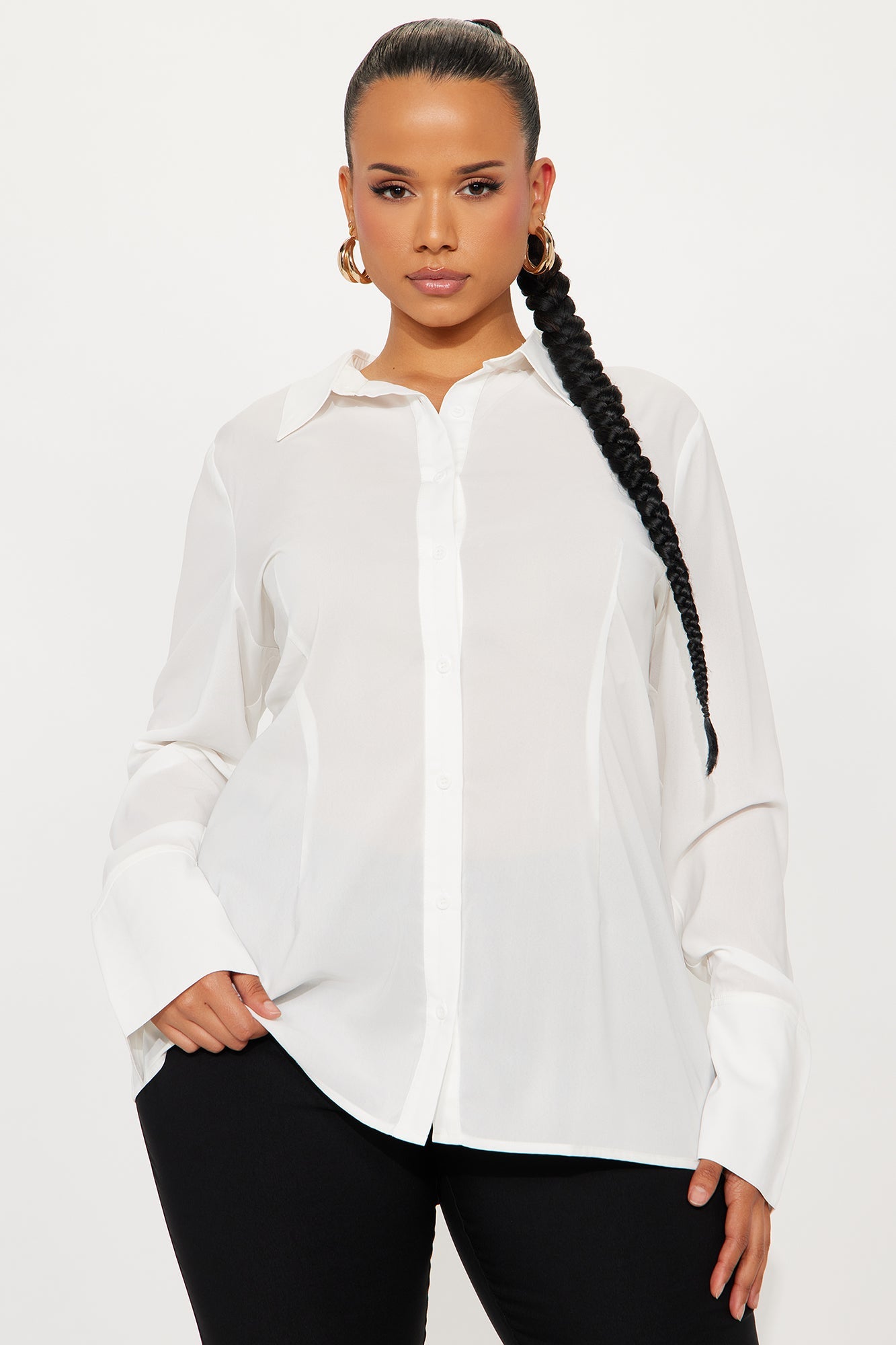 Out And About Chiffon Shirt - White