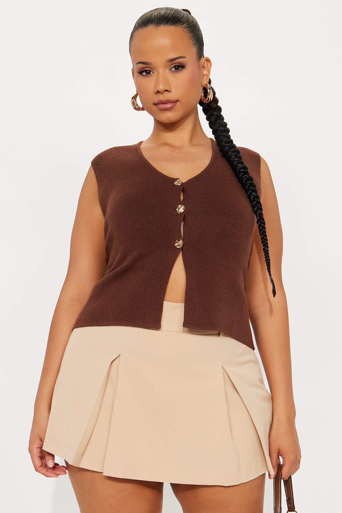 Look Closer Hardware Vest - Brown
