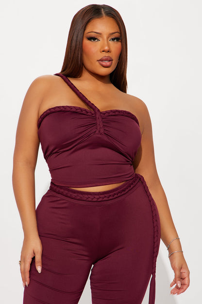 So Tied To You Pant Set - Burgundy