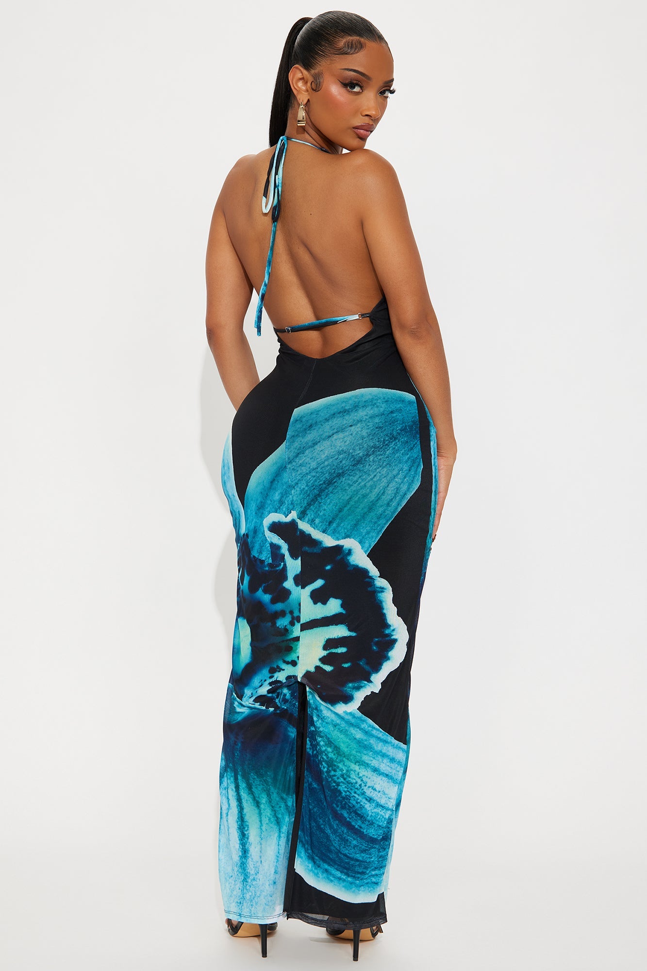 Sass Served Floral Mesh Maxi Dress - Teal/combo