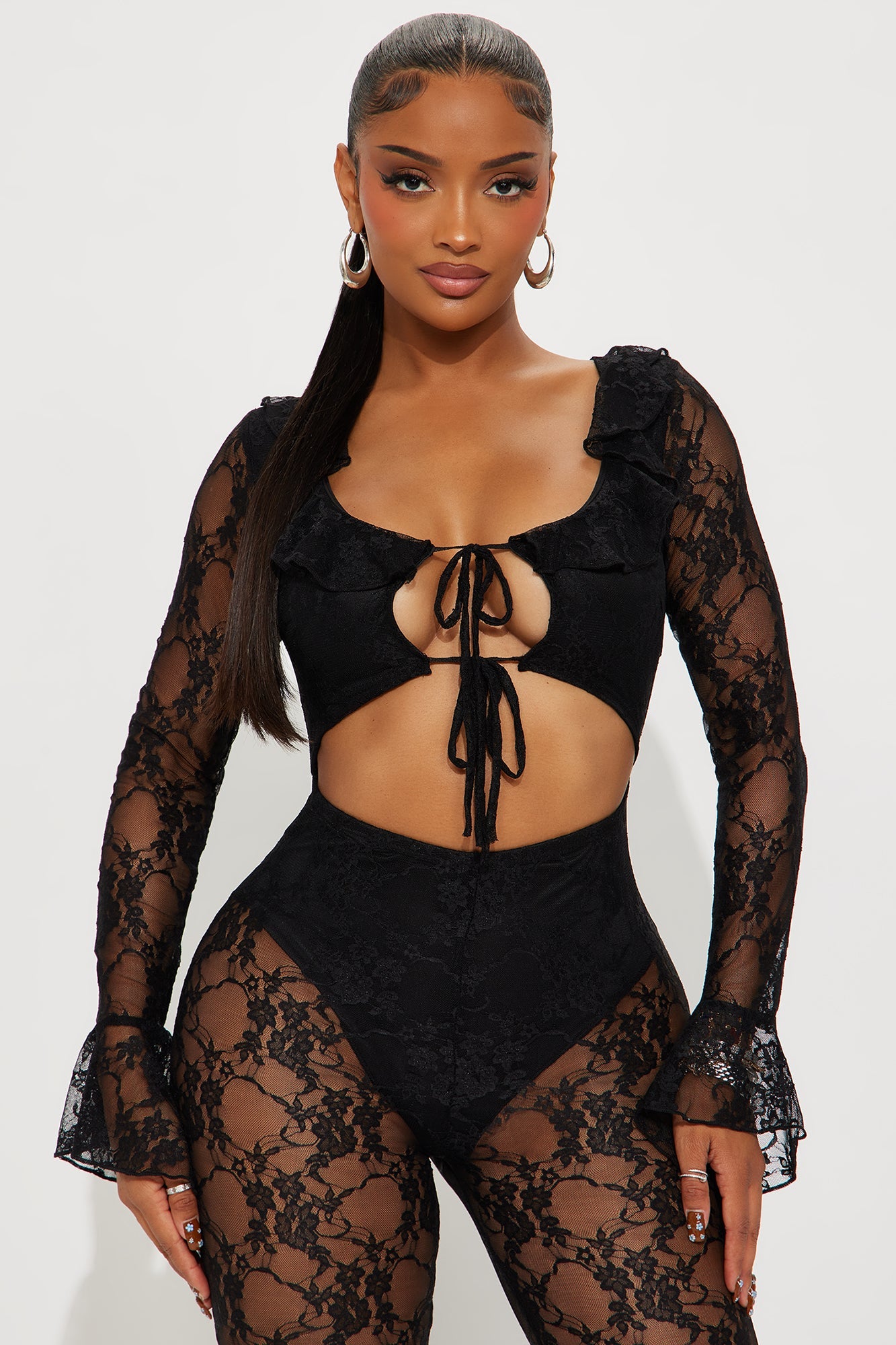 Heatstroke Lace Flare Jumpsuit - Black