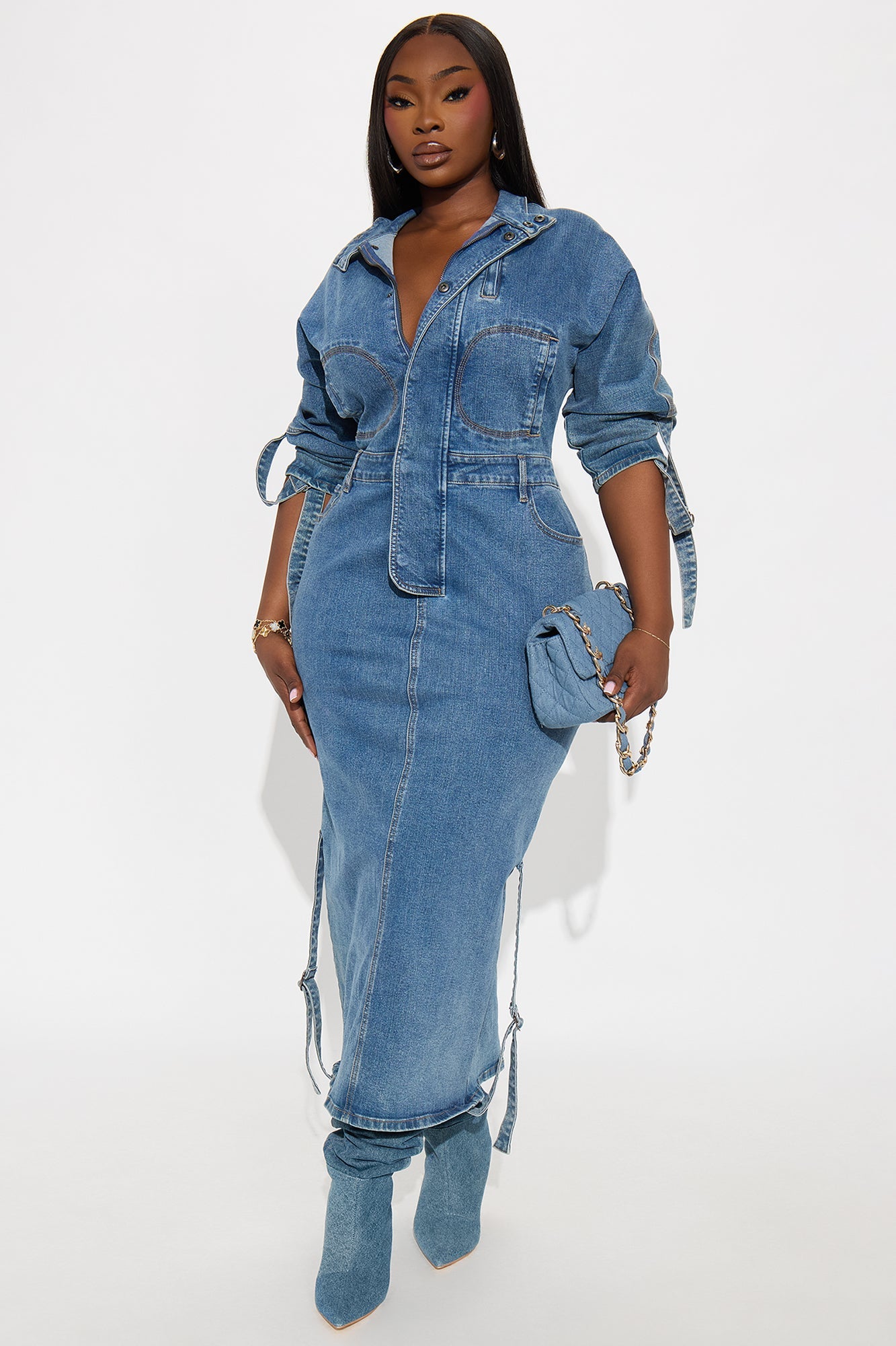 Erin Denim Midi Dress - Denim