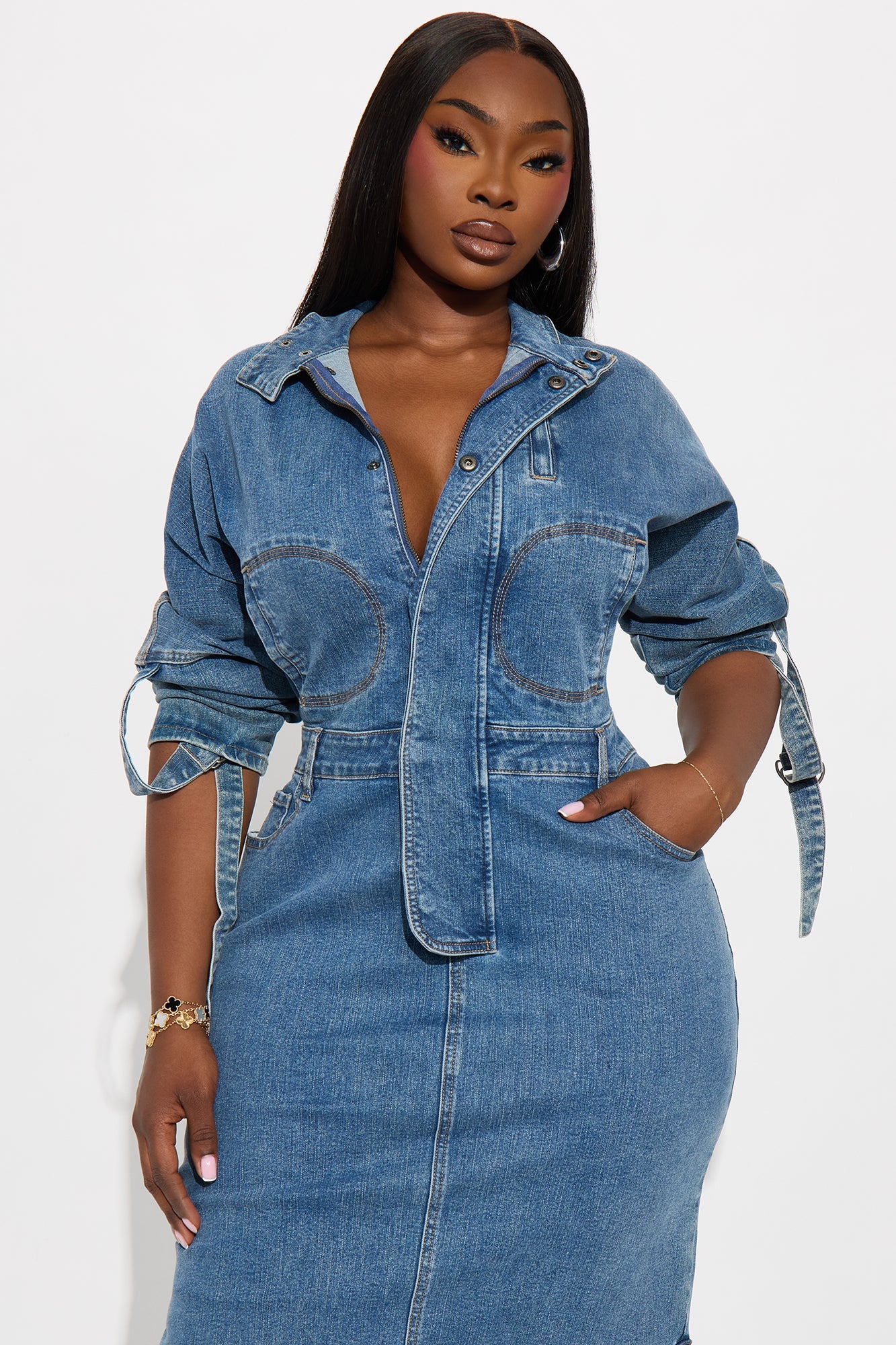 Erin Denim Midi Dress - Denim