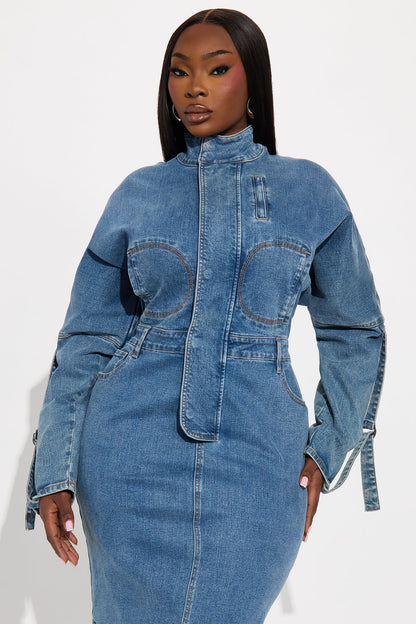 Erin Denim Midi Dress - Denim