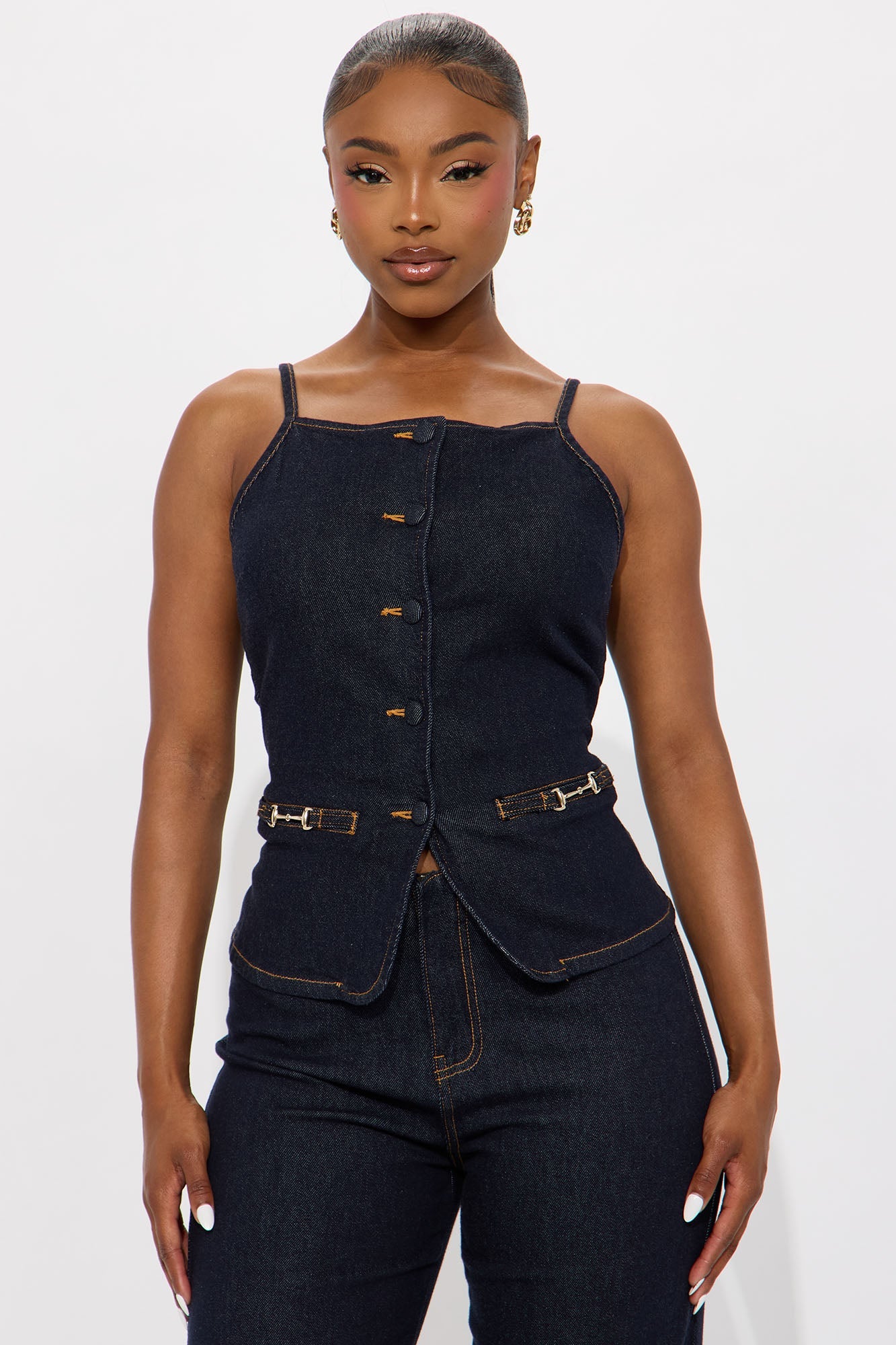 Minimal Behavior Stretch Denim Pant Set - Dark Wash