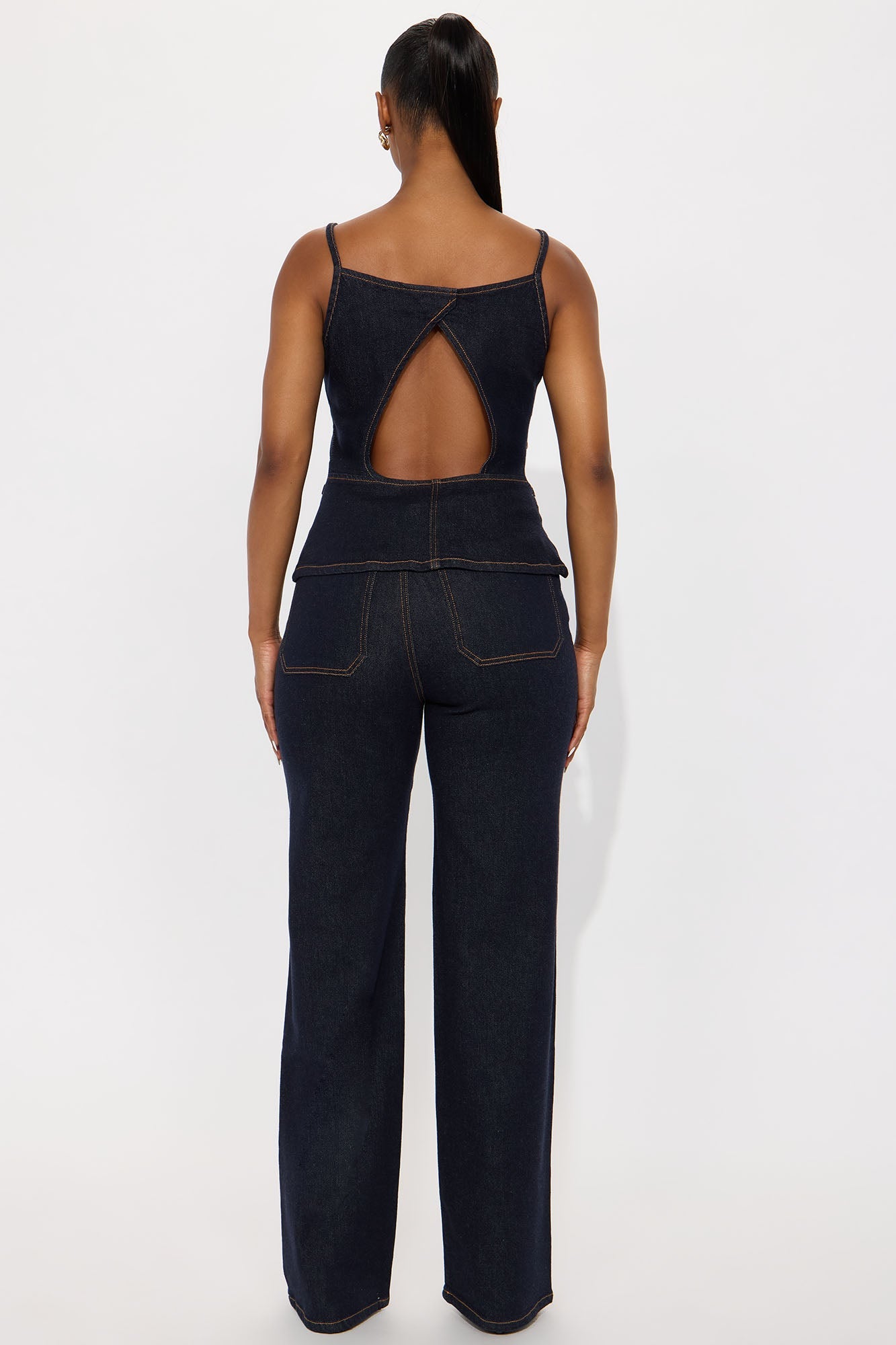 Minimal Behavior Stretch Denim Pant Set - Dark Wash