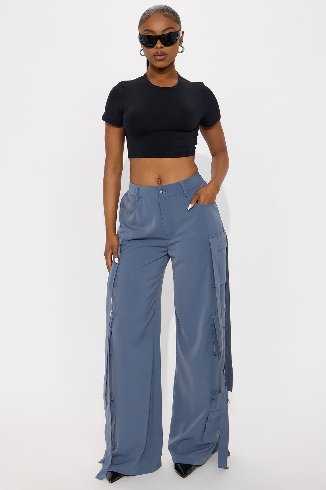 Archive Me Cargo Wide Leg Pant - Slate Blue