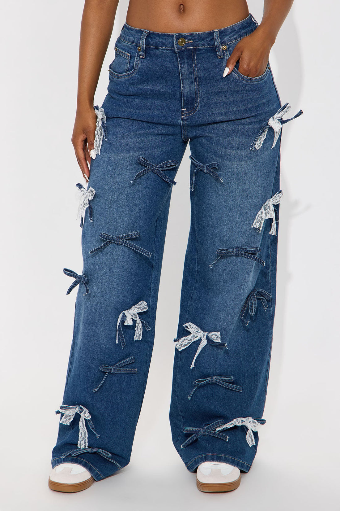 Bowtiful Tinted Wide Leg Jeans - Dark Wash