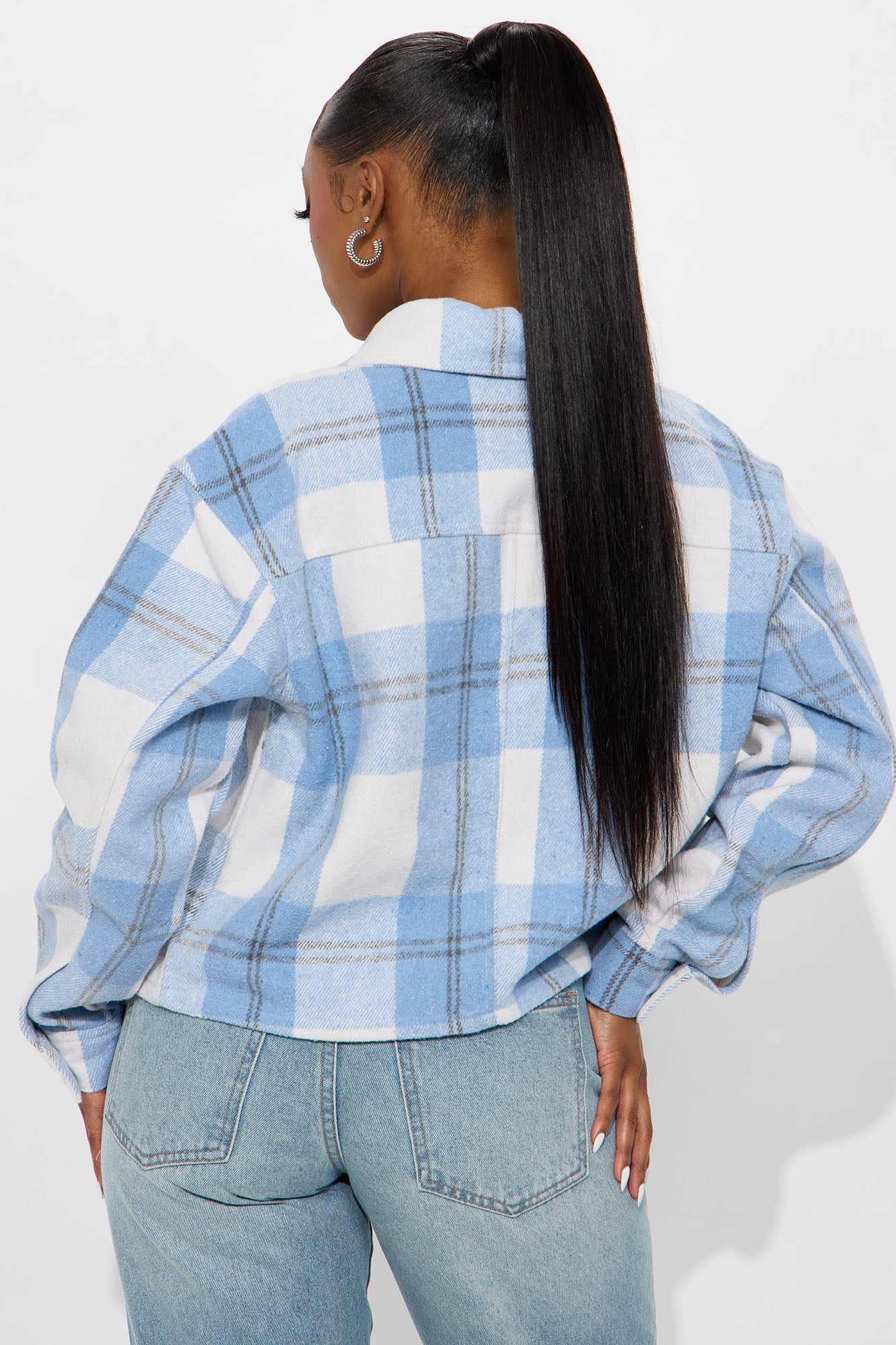 Harvest Bloom Plaid Shacket - Blue