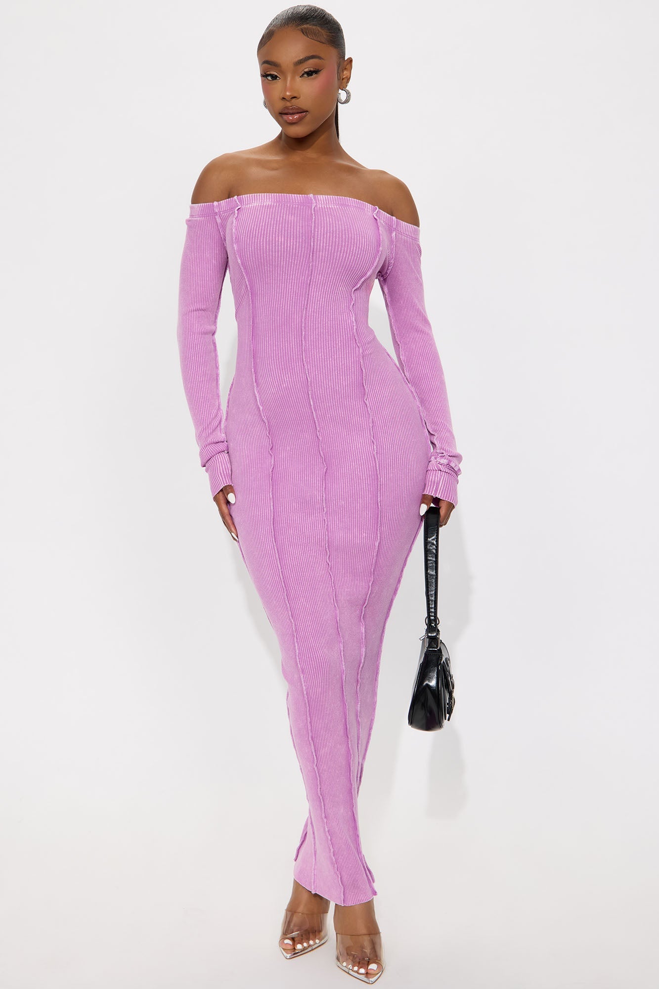 Randi Washed Ribbed Maxi Dress - Lilac