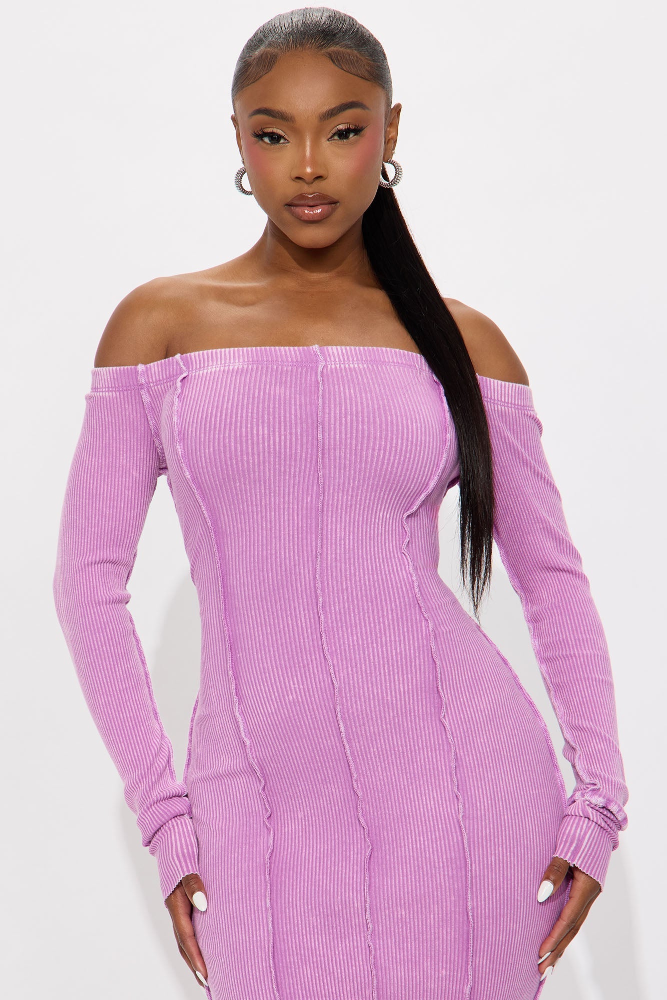 Randi Washed Ribbed Maxi Dress - Lilac