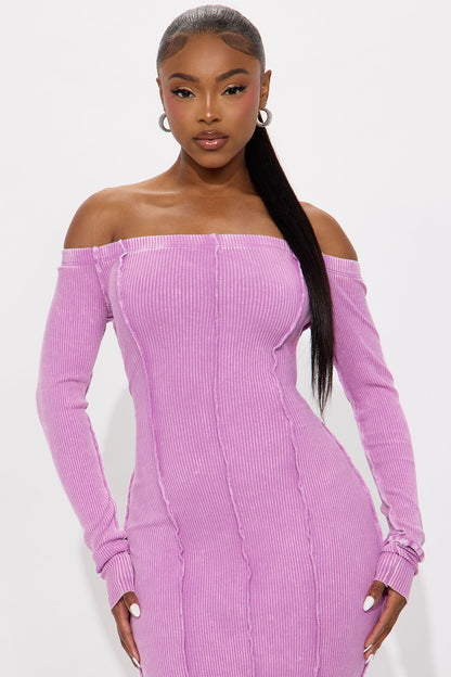 Randi Washed Ribbed Maxi Dress - Lilac
