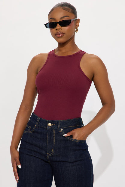 Model Attitude Racerback Bodysuit - Burgundy