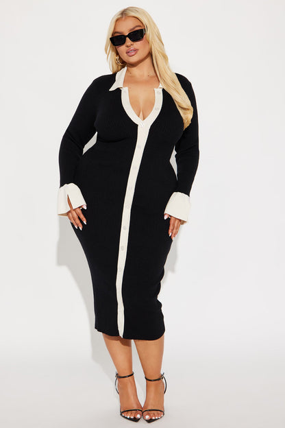 Ciao Bella Sweater Midi Dress - Black/combo