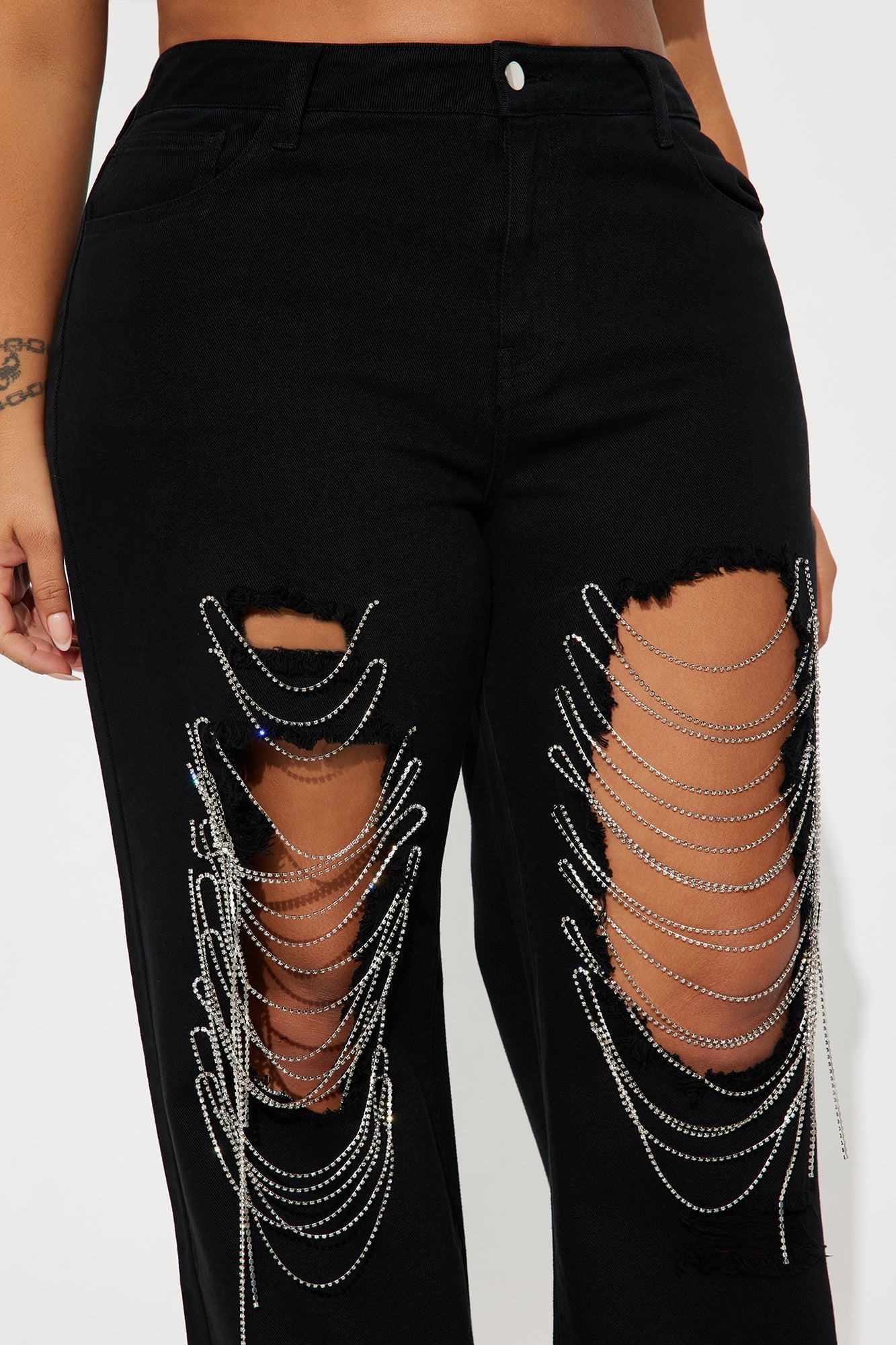 Make Your Life Shine Distressed Pant - Black