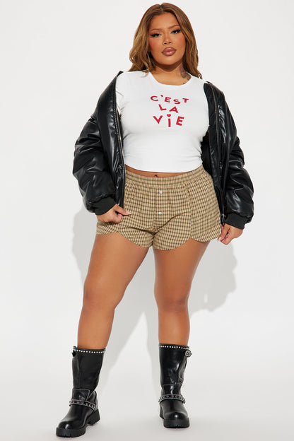 Picnic Talks Plaid Boxer Short - Olive