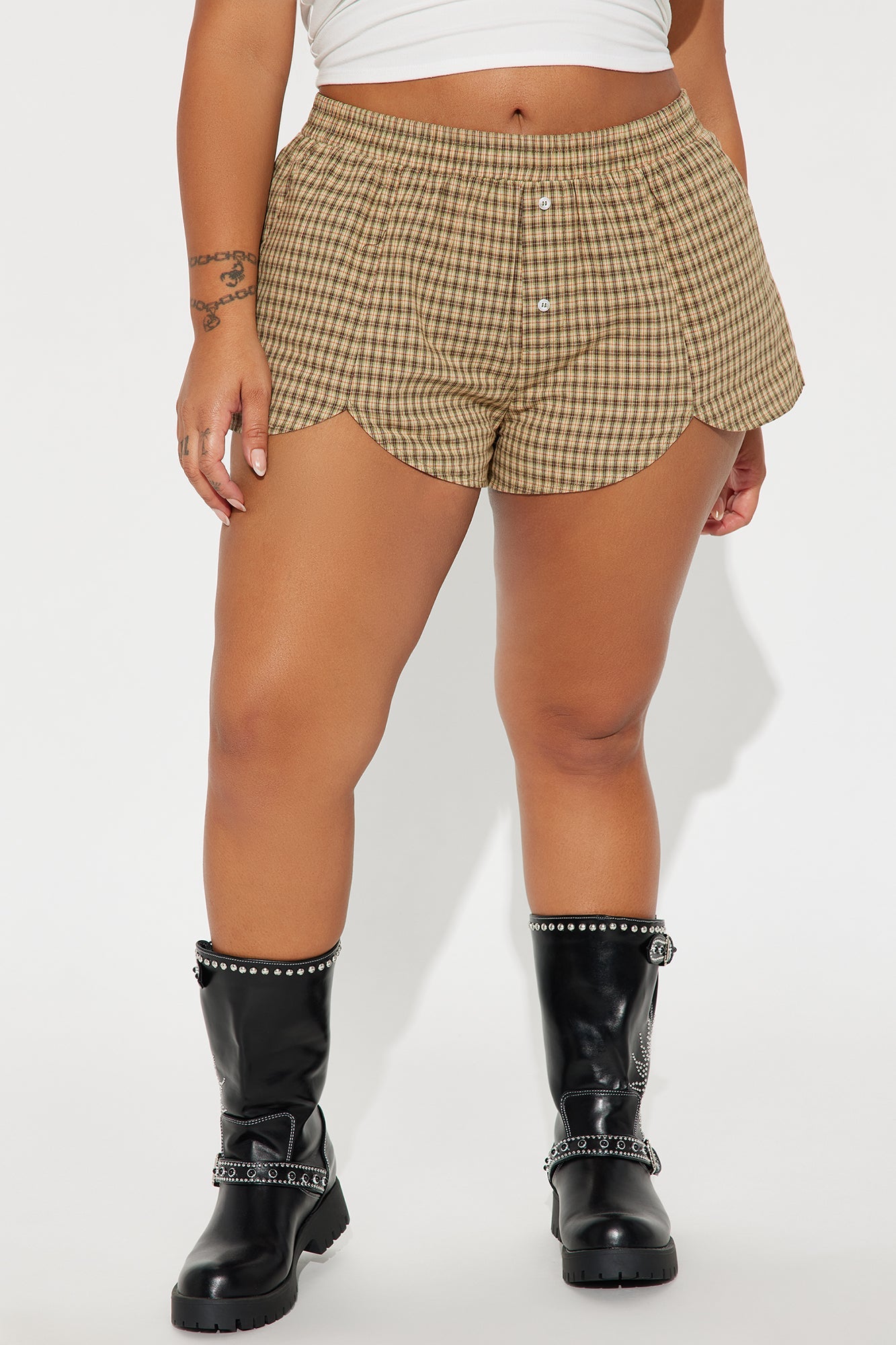 Picnic Talks Plaid Boxer Short - Olive