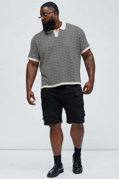 Cunard Jacquard Polo - Tan/Multi