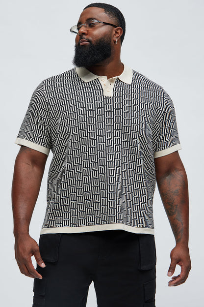 Cunard Jacquard Polo - Tan/Multi