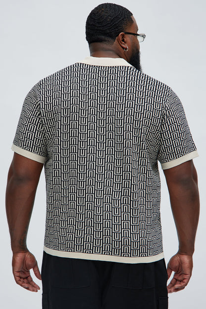 Cunard Jacquard Polo - Tan/Multi