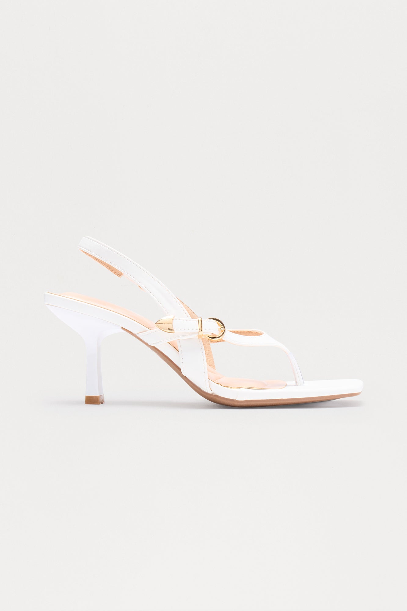 Kyler Buckle Slingback Heels - White